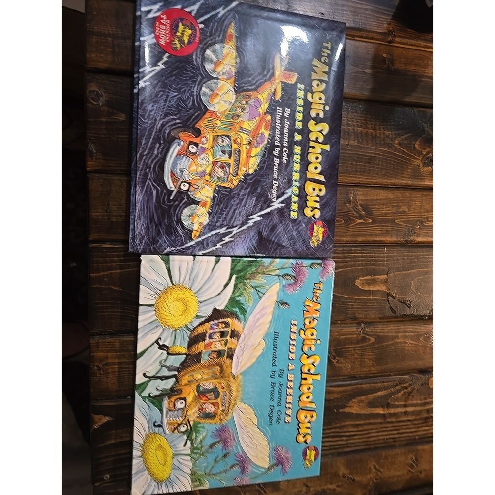 Lot of 2 The Magic School Bus  Hardback Picture Books:  Hurricane & Beehive